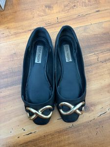 Steve Madden Black Flats with Gold Detail