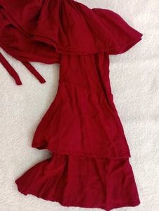 Burgundy Ruffle Off-Shoulder Top