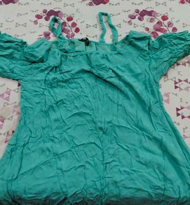 Teal Cold Shoulder Tunic Top
