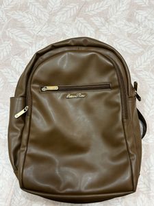 Brown Faux Leather Backpack - Size M