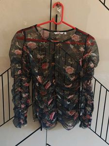 Floral Mesh Long Sleeve Top