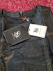 Designer Black Leather one piece- New