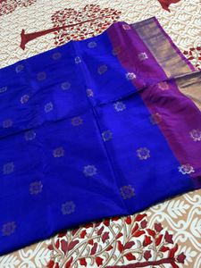 Vibrant Blue &amp; Purple Silk Saree