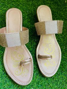 New Sparkling Embellished Flat Sandals