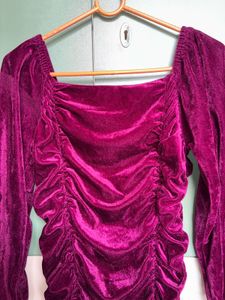 Dark pinkish Burgundy Velvet Mini Dress