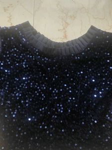 Sparkling Sequin Blouse with Ruffle Sleeves