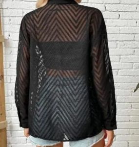 🖤Sheer Black Button-Down Shirt