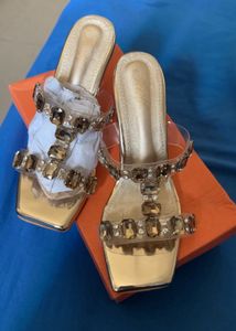 Sparkling Gem Embellished Block Heels