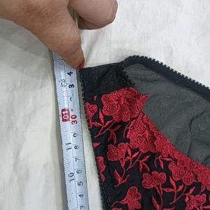 🪔 Lace Briefs - Red Floral Black
