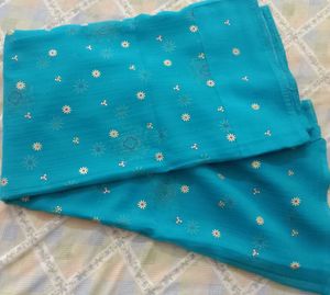 Beautiful Blue saree with Gold Print