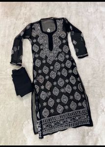 Black Chikankari Kurta Set