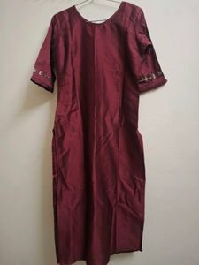 Maroon Embroidered Silk Kurta zardozi