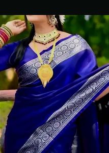 Elegant Blue Saree with Silver Border