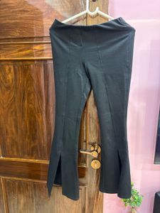 Black Flare Pants with Slits