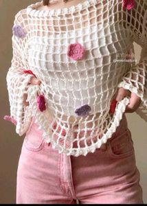crochet knit flower top (pinterest design)