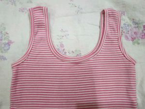 Pink Striped Cropped Tank Top