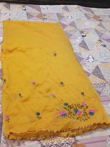 Yellow Embroidered Dupatta