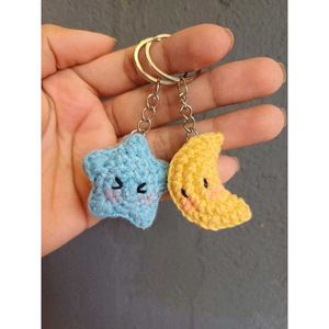 Cute Moon &amp; Star Crochet Keychains