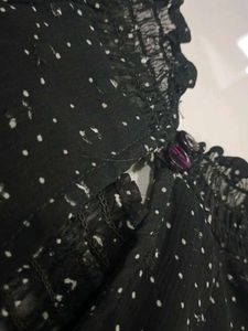 Sparkling Black Mesh Ruffle Top
