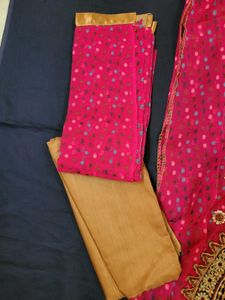 Embellished Pink Semi Stitched Suit Set