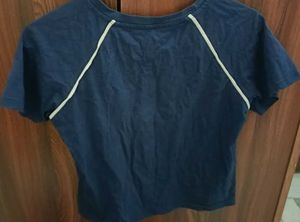 Navy Blue T-Shirt with Cream Trim