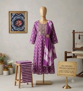 Stylish Purple Floral Anarkali Kurta Set With Pant