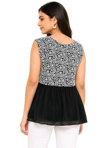 Stylish Black and White Printed Kurta