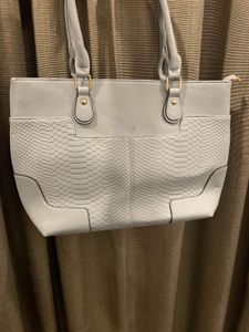 Stylish Gray Faux Snakeskin Tote Bag