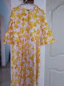 Yellow Floral Print Kurta