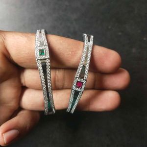 Pure silver Rhodium polish CZ bangles