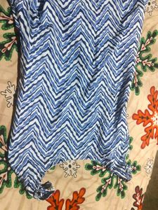 Blue Floral Print Cotton Kurta