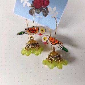 Tota Parrot Jhumka Earring Ethnic Contemporary