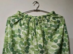 Green Leaf Print Palazzo Pants