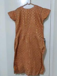 Orange Kurta with Golden Print