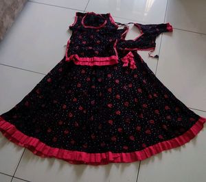 Ruffle 3 piece Poshak in pure cotton material