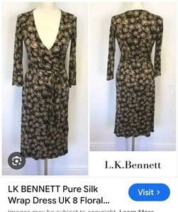 Floral Print Silk Wrap Dress