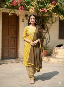Elegant Mustard Cotton Kurta Set