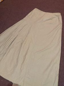 Khaki Pleated Wrap Skirt