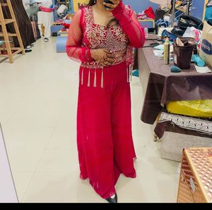 Elegant Red Palazzo Suit Set