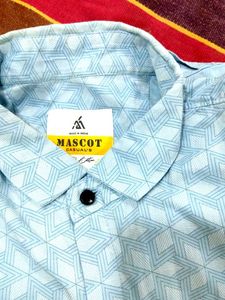 Men's Light Blue Geometric Print Shirt
