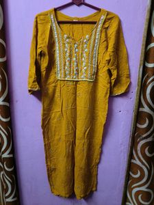 🎀150rs SALE🎀Mustard Yellow Embroidered K