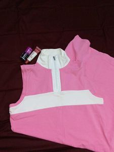 Sleeveless Pink & White Polo Dress