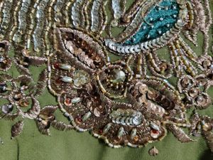 Olive Green Embroidered Saree