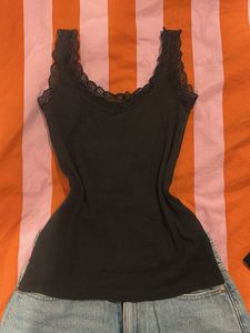 Black Lace Trim Cami Top
