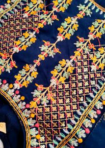 Elegant Navy Blue Kurta with Gold Print