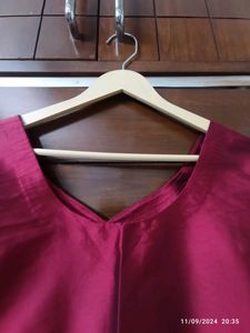 Maroon Silk Plain Kurti