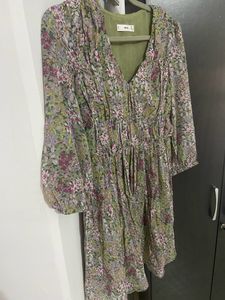 Floral Print Accordian Pleated Dress