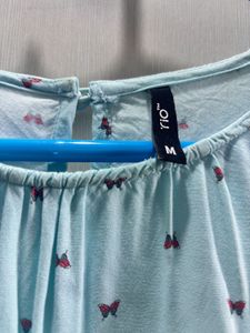Light Blue Printed Casual Top