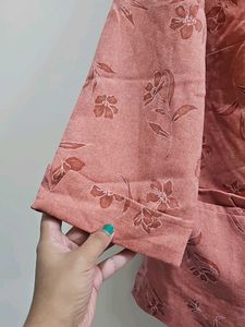 Salmon color Floral Print Blazer