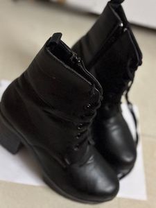 Black Lace-Up Combat Boots